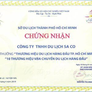 Bằng khen Saco Travel